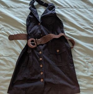 Navy blue halter top dress.